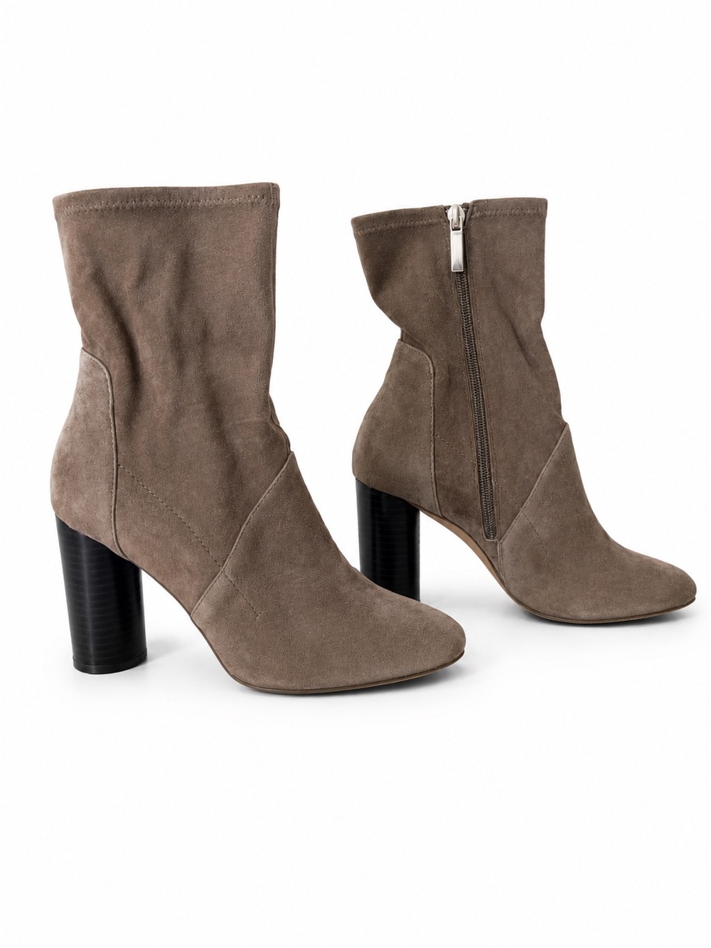 Zara Taupe Suede Boots – Block Heel, Size 38
